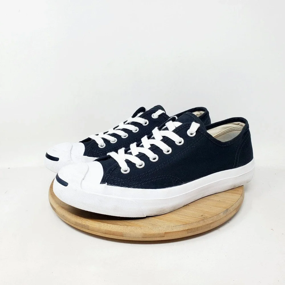 Converse Jack Purcell Shoes Womens 8 Black Lace Up Low Retro Sneaker - Picture 2 of 13